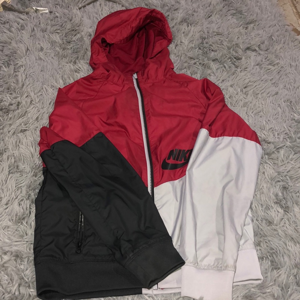Red black and grey Nike windbreaker